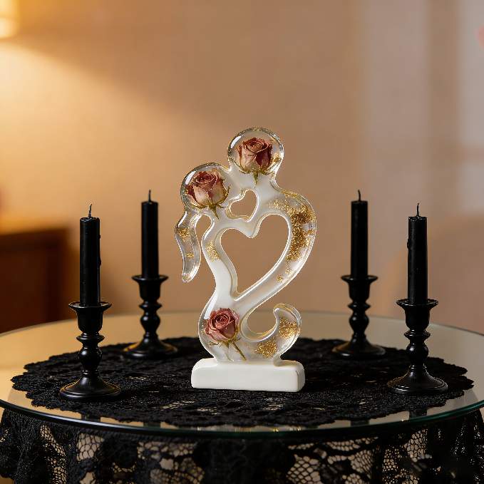 Romantic Couple Kissing Heart Decoration Resin Mold