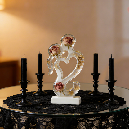 Romantic Couple Kissing Heart Decoration Resin Mold