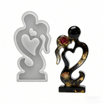 Romantic Couple Kissing Heart Decoration Resin Mold