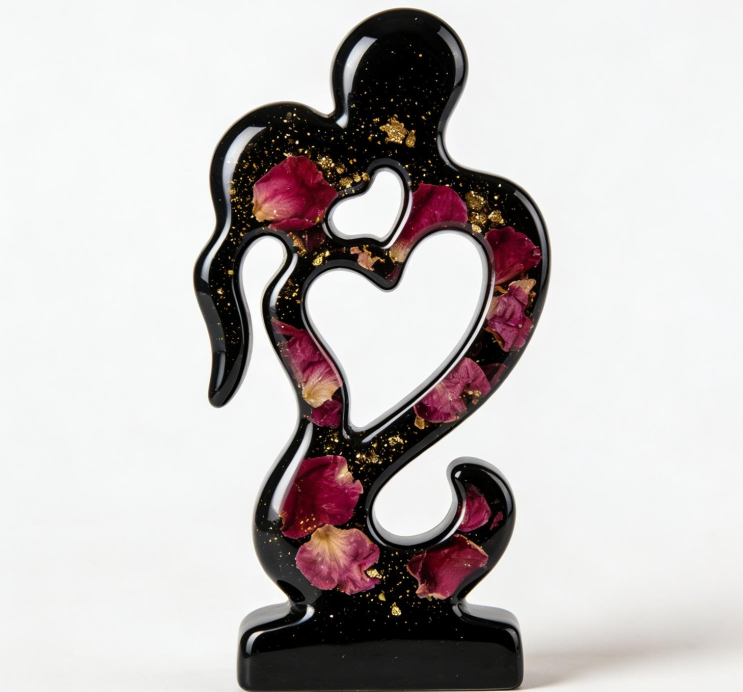 Romantic Couple Kissing Heart Decoration Resin Mold