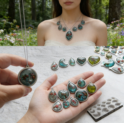 Resin Necklace Jewelry Mold with Built-In Pendant Bezel