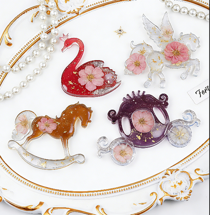 Swan Pegasus Carousel Carriage Resin Ornament Mold
