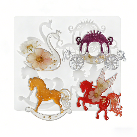 Swan Pegasus Carousel Carriage Resin Ornament Mold