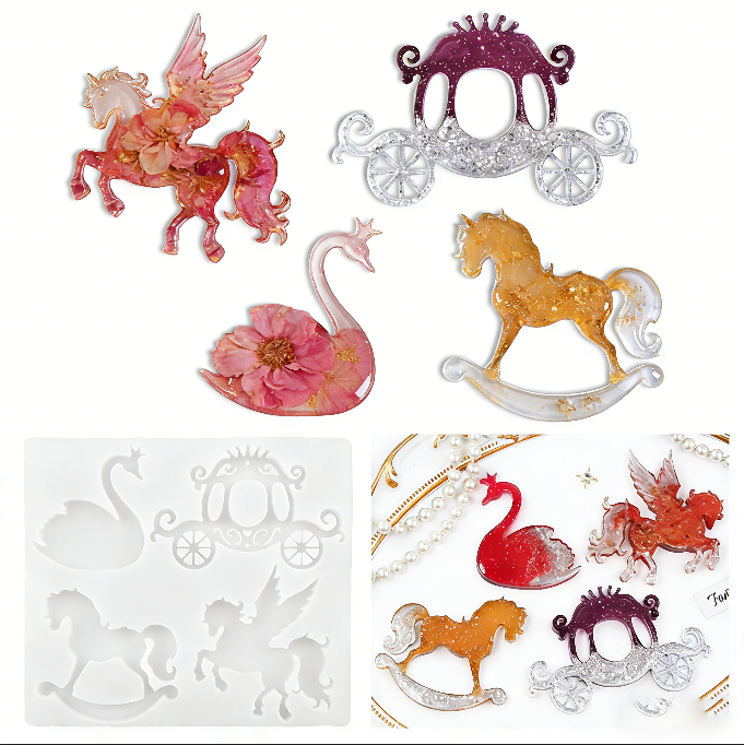 Swan Pegasus Carousel Carriage Resin Ornament Mold