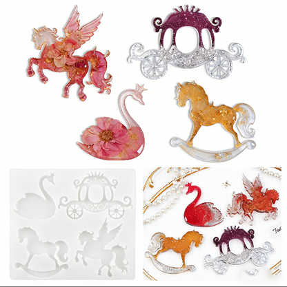 Swan Pegasus Carousel Carriage Resin Ornament Mold