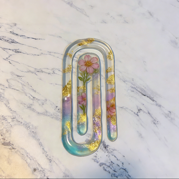 Molde de resina para marcapáginas con forma de clip con ondas de agua hecho a mano 