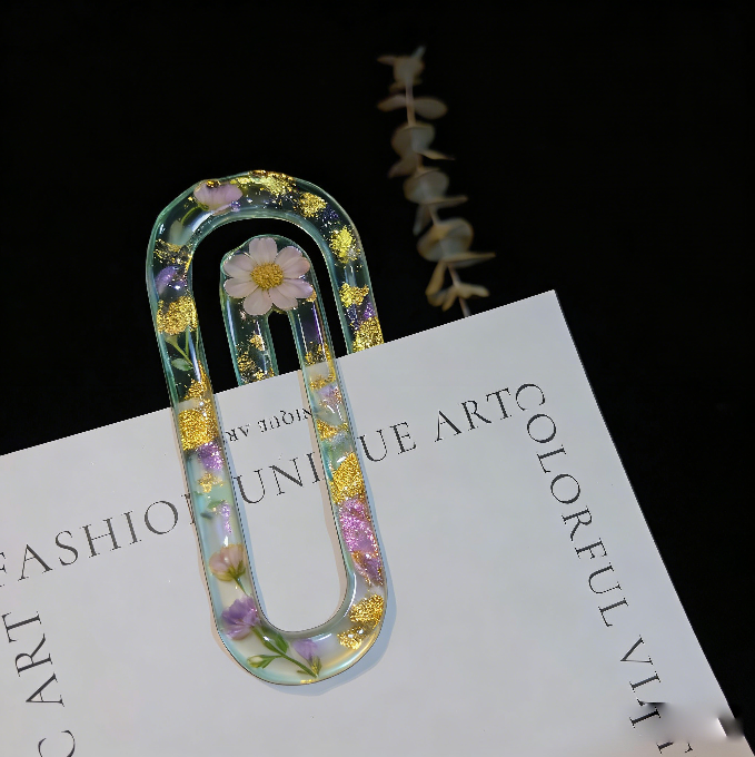 Molde de resina para marcapáginas con forma de clip con ondas de agua hecho a mano 