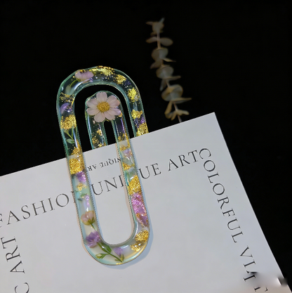 Molde de resina para marcapáginas con forma de clip con ondas de agua hecho a mano 