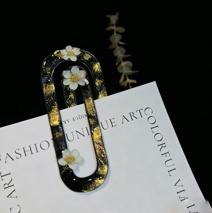 Molde de resina para marcapáginas con forma de clip con ondas de agua hecho a mano 