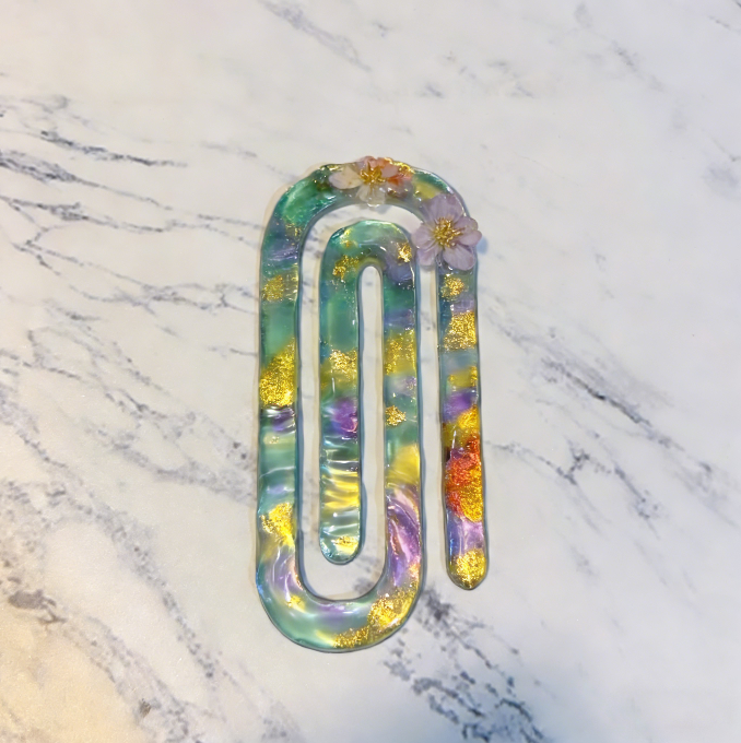 Molde de resina para marcapáginas con forma de clip con ondas de agua hecho a mano 