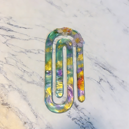 Molde de resina para marcapáginas con forma de clip con ondas de agua hecho a mano 