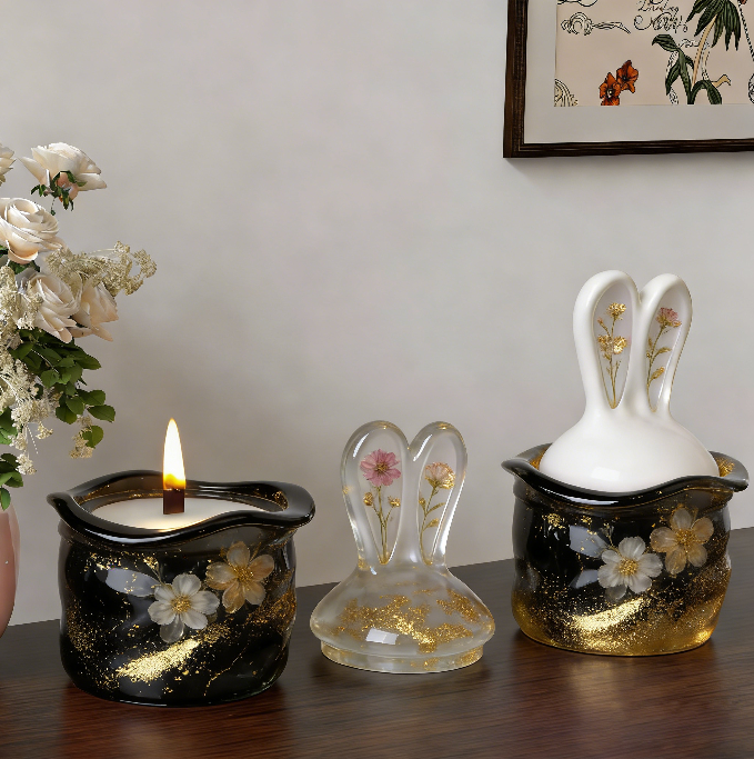 Rabbit Ear Storage Jar Resin Mold
