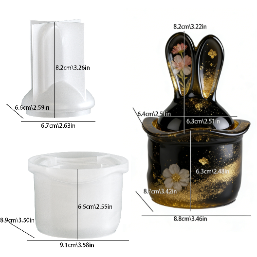 Rabbit Ear Storage Jar Resin Mold