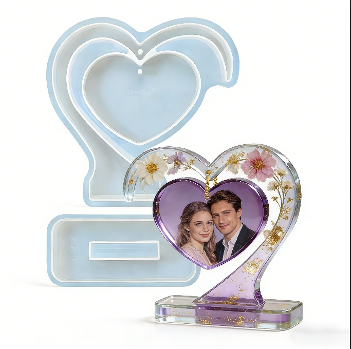 Heart-Shaped Photo Frame Resin Mold