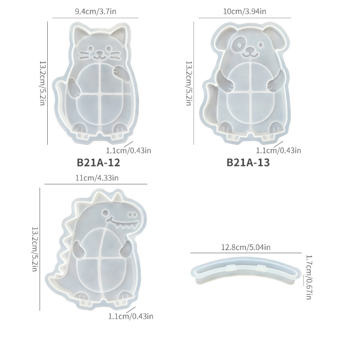 Cat, Dog & Dinosaur Seesaw Photo Frame Resin Mold
