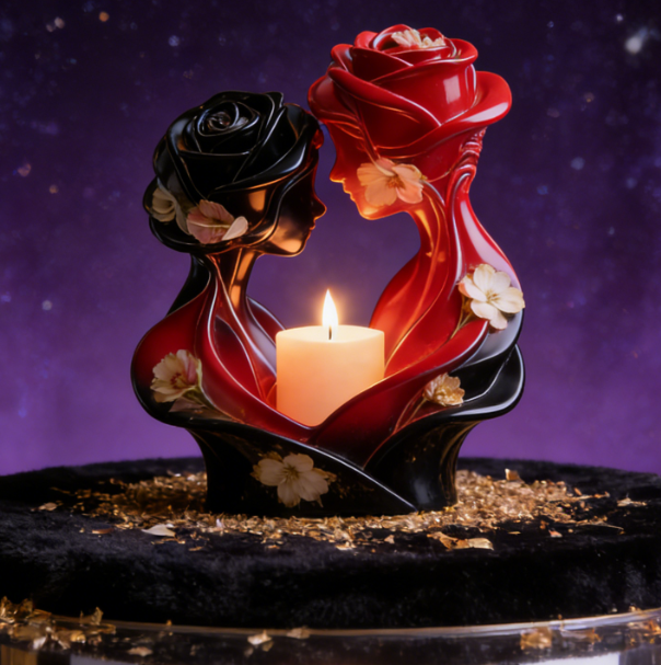 Rose Couple Candlestick Resin Mold