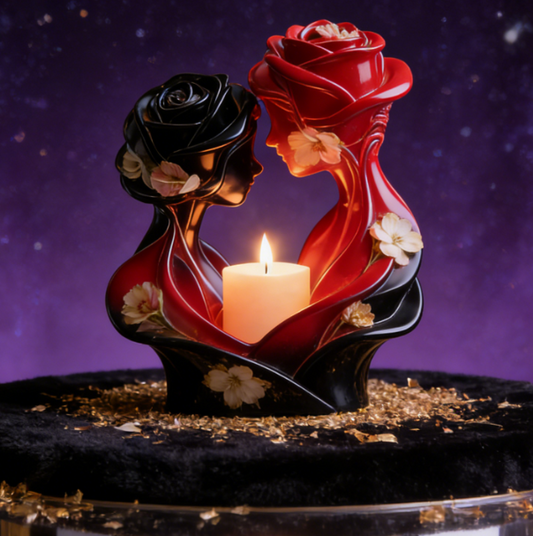 Rose Couple Candlestick Resin Mold