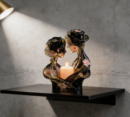 Rose Couple Candlestick Resin Mold