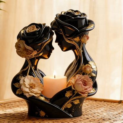 Rose Couple Candlestick Resin Mold