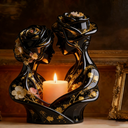 Rose Couple Candlestick Resin Mold