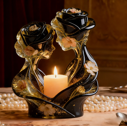 Rose Couple Candlestick Resin Mold