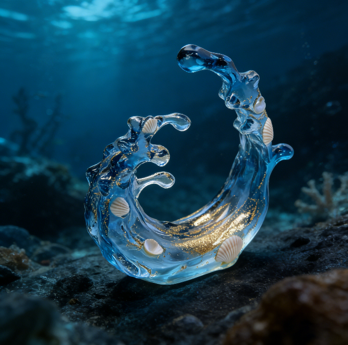 Molde de resina para adorno con efecto de ondas de agua marinas hecho a mano 