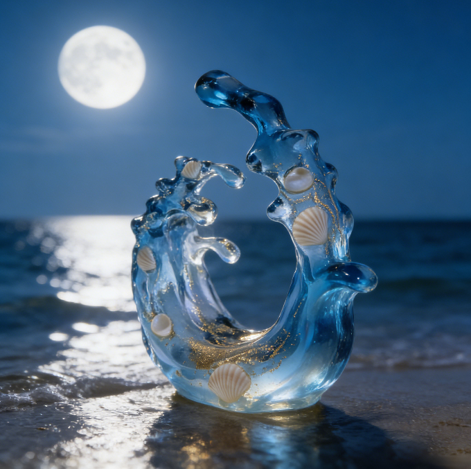 Molde de resina para adorno con efecto de ondas de agua marinas hecho a mano 