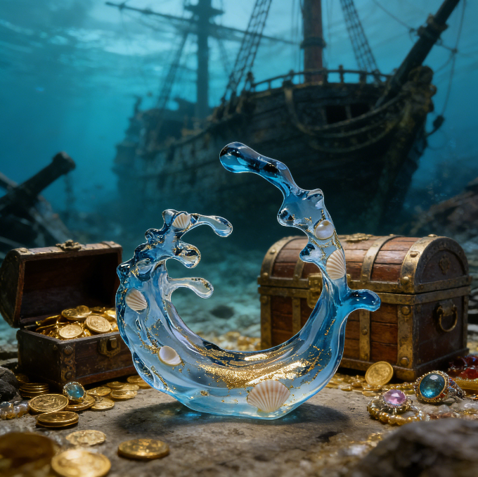 Molde de resina para adorno con efecto de ondas de agua marinas hecho a mano 