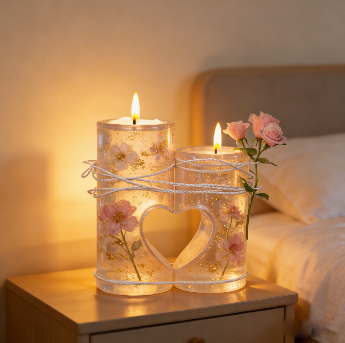 Heart Shape Tea Light Candle Holder Resin Molds Set