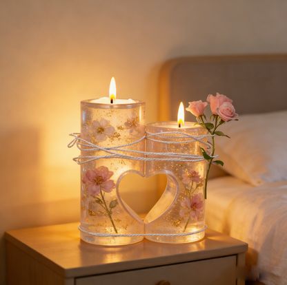 Heart Shape Tea Light Candle Holder Resin Molds Set