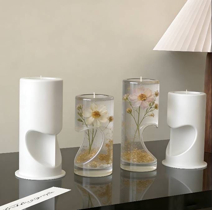 Heart Shape Tea Light Candle Holder Resin Molds Set