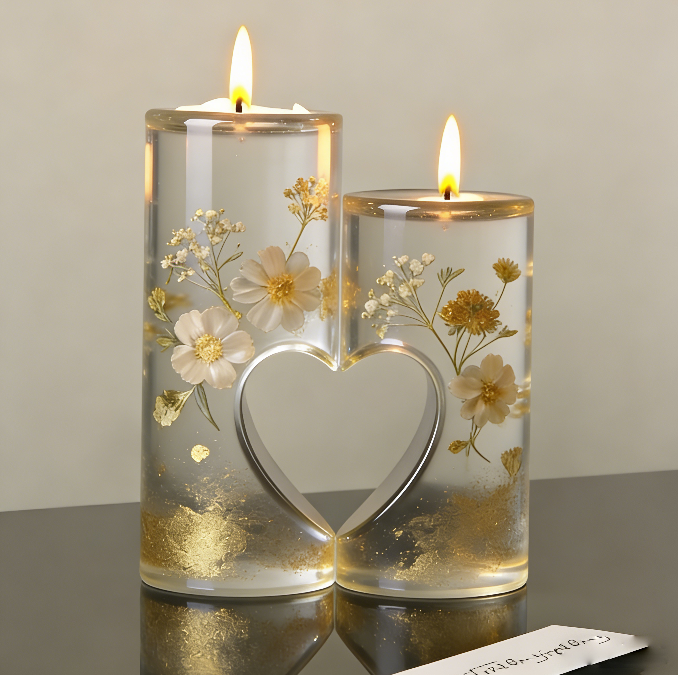 Heart Shape Tea Light Candle Holder Resin Molds Set