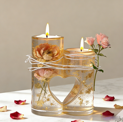 Heart Shape Tea Light Candle Holder Resin Molds Set