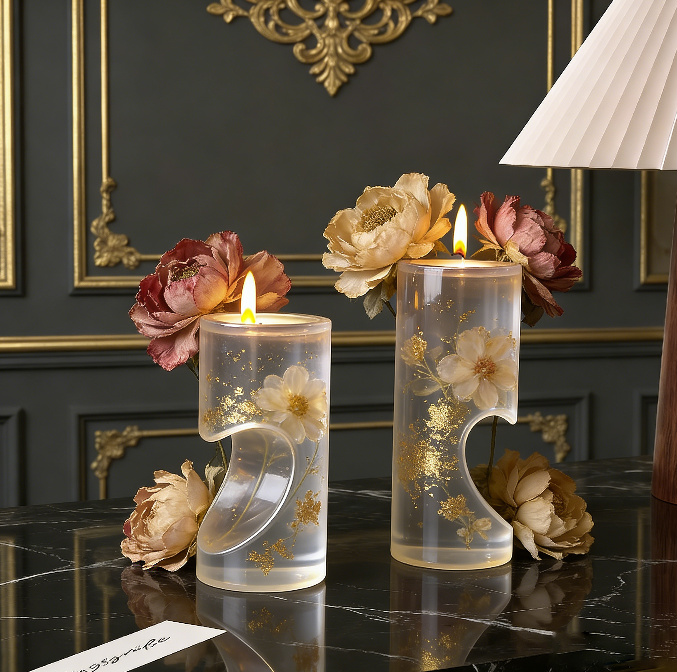 Heart Shape Tea Light Candle Holder Resin Molds Set