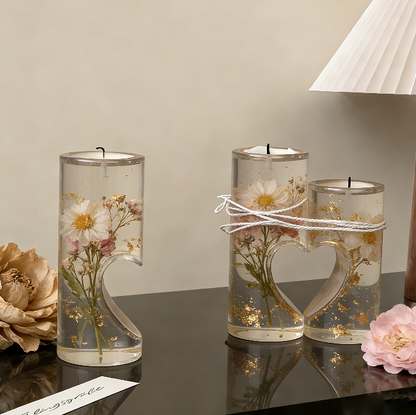 Heart Shape Tea Light Candle Holder Resin Molds Set