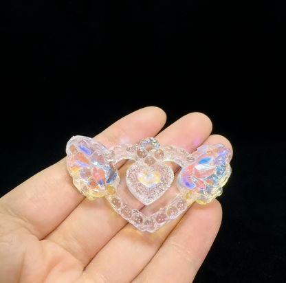 Handmade Diamond Heart Wings Jewelry Pendant Resin Mold