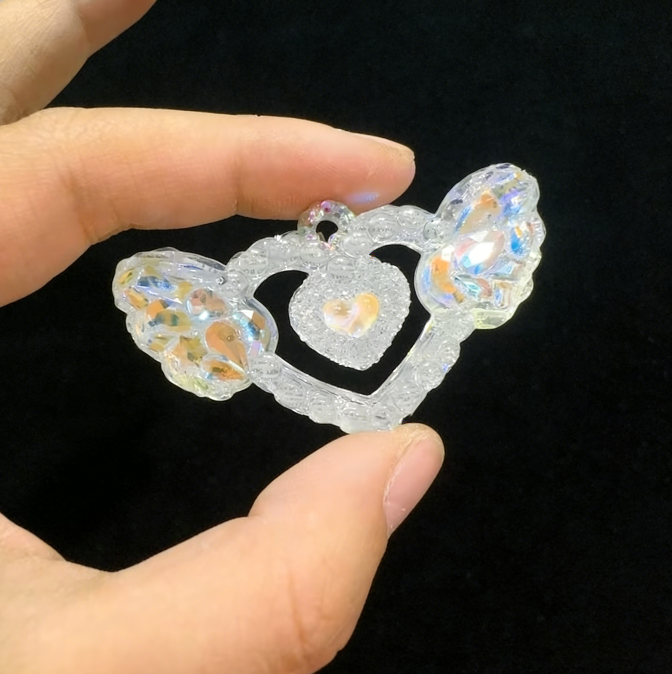 Handmade Diamond Heart Wings Jewelry Pendant Resin Mold