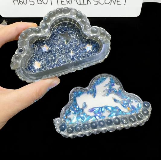 Handmade Diamond Cloud-Shaped Pegasus Storage Box Resin Mold Set