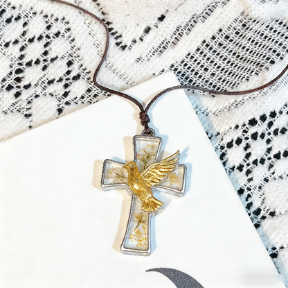 Handmade Dove & Sacred Heart Cross Pendant Resin Mold