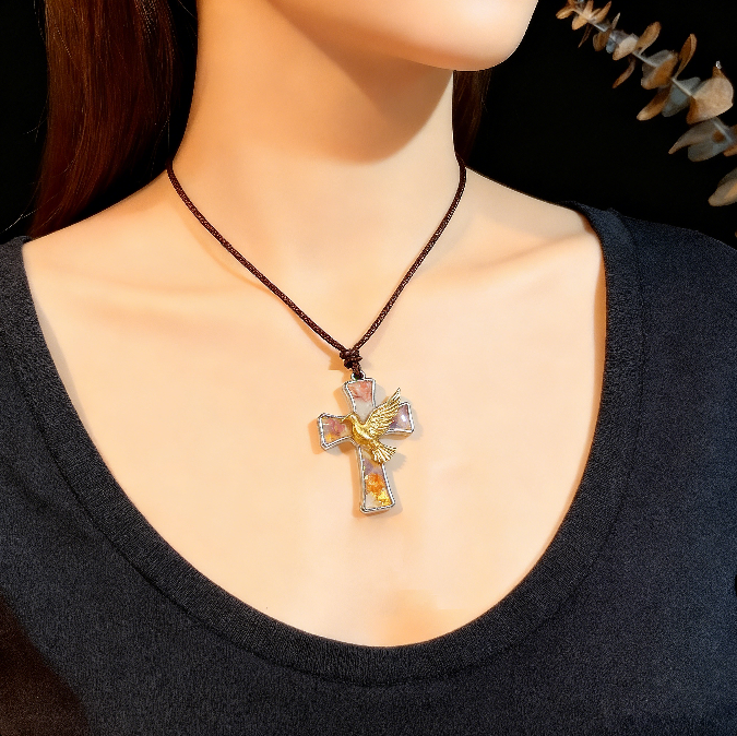 Handmade Dove & Sacred Heart Cross Pendant Resin Mold