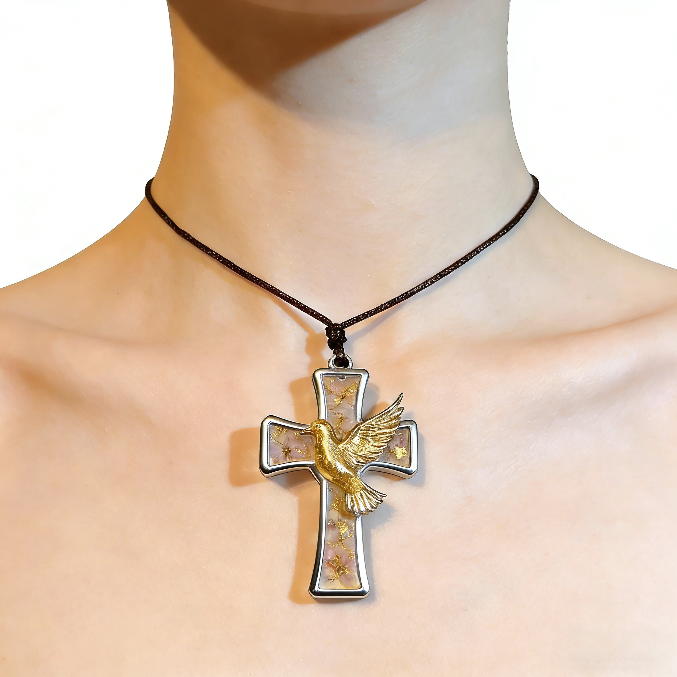 Handmade Dove & Sacred Heart Cross Pendant Resin Mold