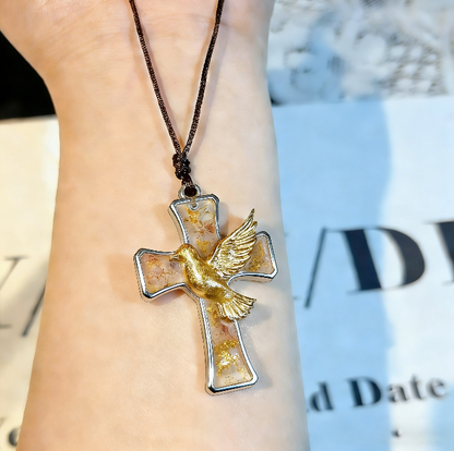 Handmade Dove & Sacred Heart Cross Pendant Resin Mold