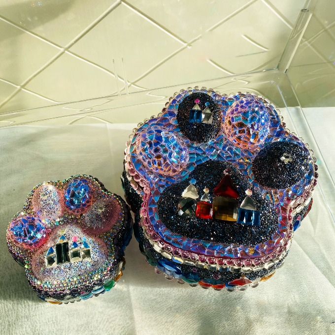 Handmade Diamond Cat Claw Storage Jar Castle Style Diamond Resin Mold