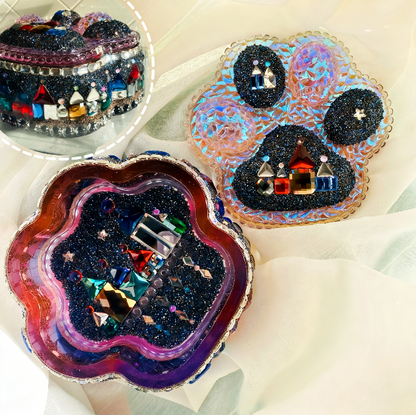 Handmade Diamond Cat Claw Storage Jar Castle Style Diamond Resin Mold