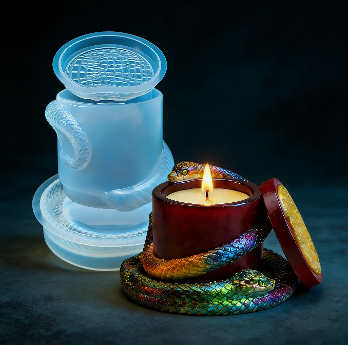 3pcs Snake-Shaped Jar Resin Mold Set