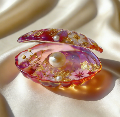 Handmade Crystal Shell Ornament Resin Mold with Pearl Details