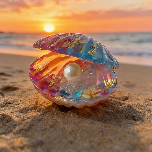 Handmade Crystal Shell Ornament Resin Mold with Pearl Details