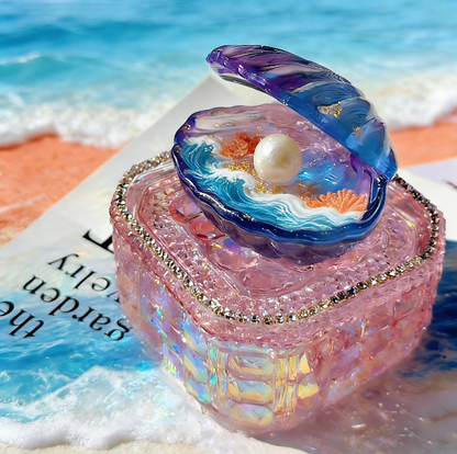 Handmade Crystal Shell Ornament Resin Mold with Pearl Details