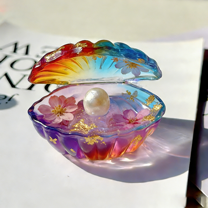 Handmade Crystal Shell Ornament Resin Mold with Pearl Details