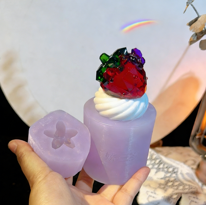 Handmade Crystal Cream Strawberry Apple Cherry Heart Ornament Resin Mold